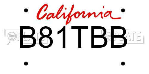B81TBB California License Plate