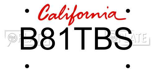B81TBS California License Plate