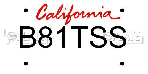 B81TSS California License Plate