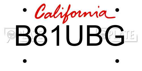 B81UBG California License Plate