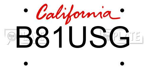 B81USG California License Plate