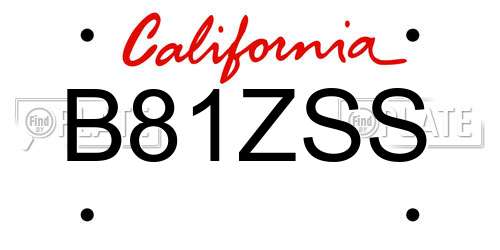 B81ZSS California License Plate