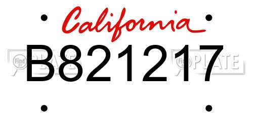 B821217 California License Plate
