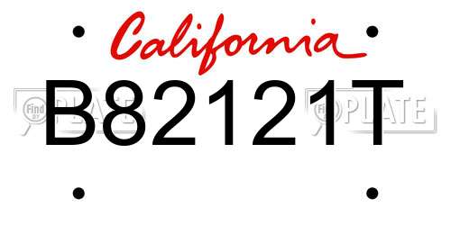 B82121T California License Plate