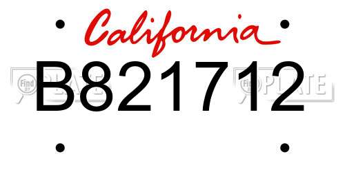 B821712 California License Plate