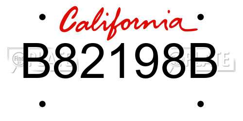 B82198B California License Plate