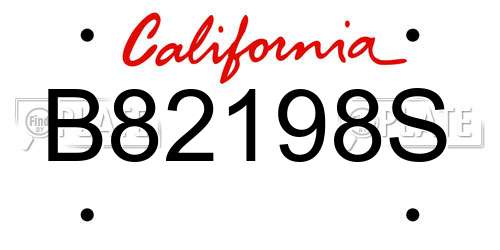 B82198S California License Plate