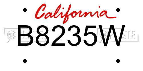B8235W California License Plate