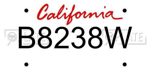 B8238W California License Plate