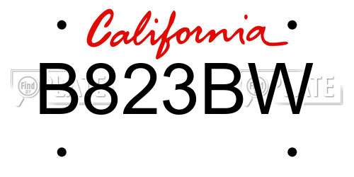 B823BW California License Plate
