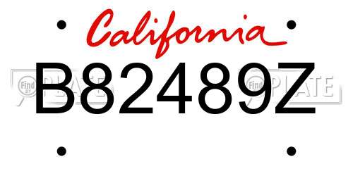 B82489Z California License Plate