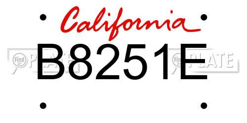 B8251E California License Plate