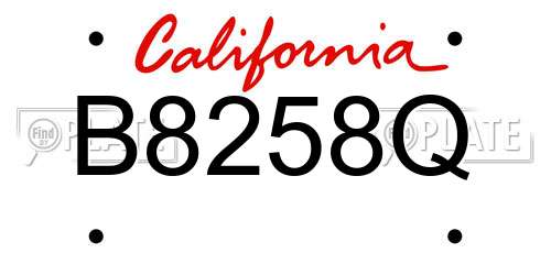 B8258Q California License Plate
