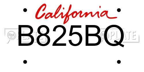 B825BQ California License Plate