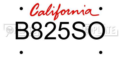 B825SO California License Plate