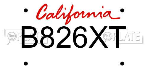 B826XT California License Plate