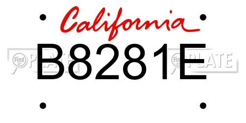 B8281E California License Plate