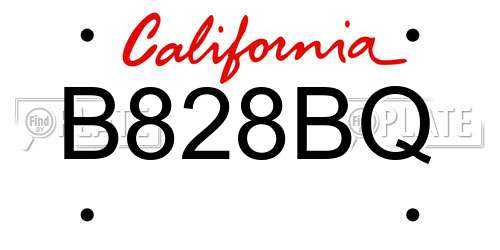 B828BQ California License Plate