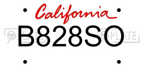 B828SO California License Plate