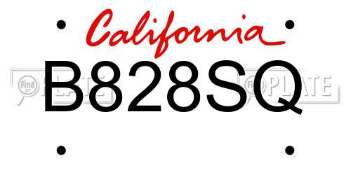 B828SQ California License Plate