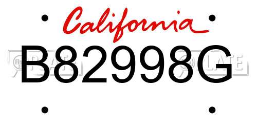 B82998G California License Plate