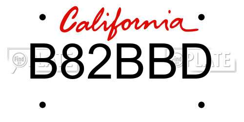 B82BBD California License Plate
