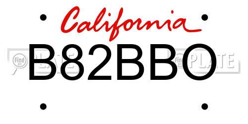 B82BBO California License Plate