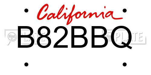 B82BBQ California License Plate