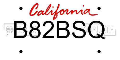 B82BSQ California License Plate