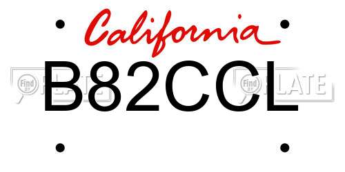 B82CCL California License Plate