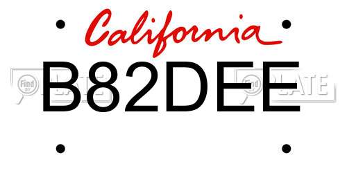 B82DEE California License Plate