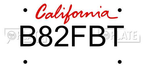 B82FBT California License Plate