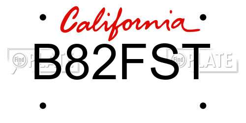 B82FST California License Plate