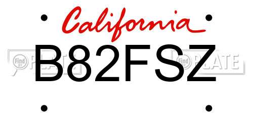 B82FSZ California License Plate