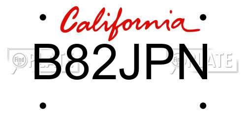 B82JPN California License Plate