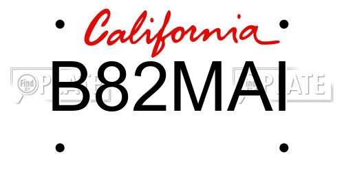 B82MAI California License Plate