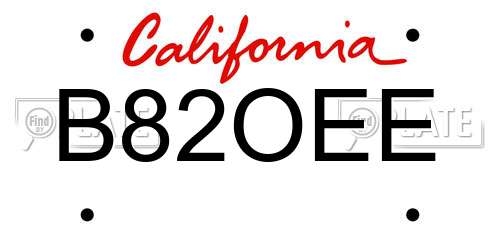 B82OEE California License Plate