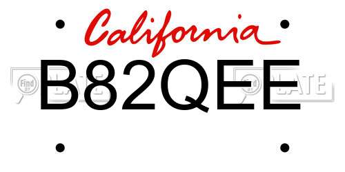 B82QEE California License Plate