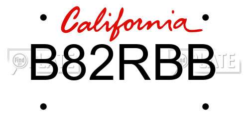 B82RBB California License Plate