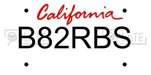 B82RBS California License Plate