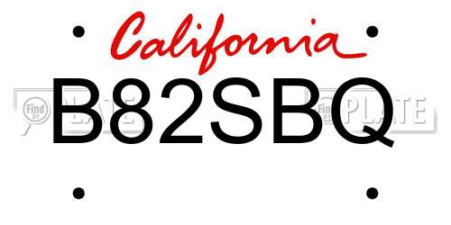 B82SBQ California License Plate