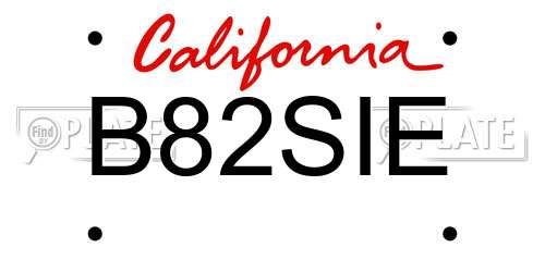 B82SIE California License Plate