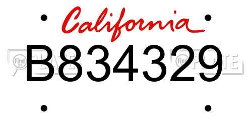 B834329 California License Plate