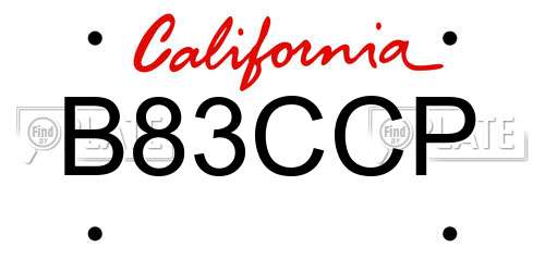 B83CCP California License Plate