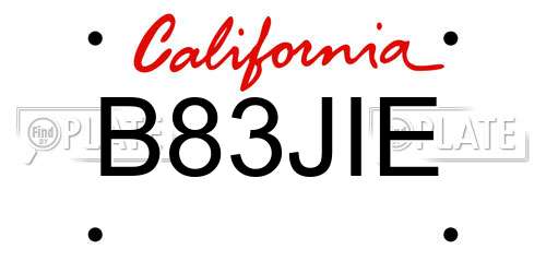 B83JIE California License Plate