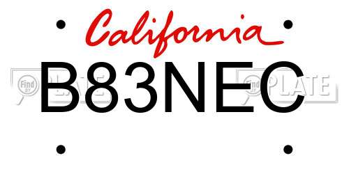 B83NEC California License Plate