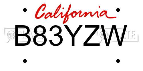 B83YZW California License Plate