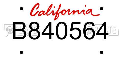 B840564 California License Plate