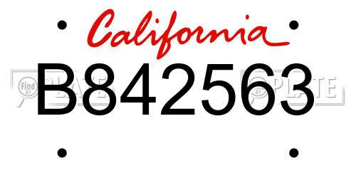 B842563 California License Plate