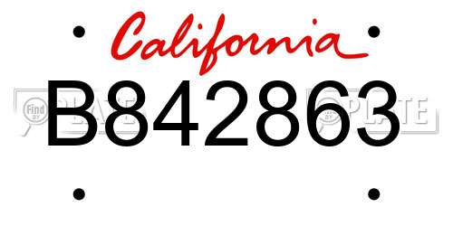 B842863 California License Plate